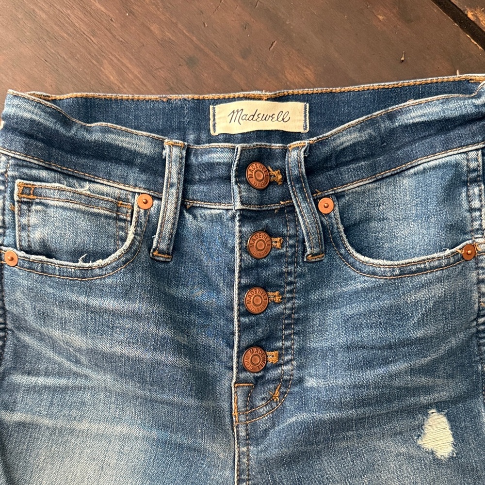 Madewell High Rise Button-Fly Blue Jeans